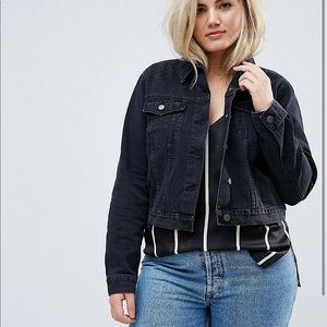 ASOS Curve Denim Shrunken Jacket 16 Washed Black